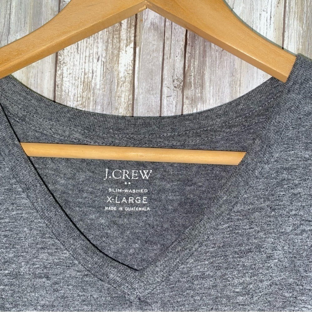 J.Crew Gray V Neck T Shirt XL Cotton Blend Casual Basic Tee - Picture 4 of 4